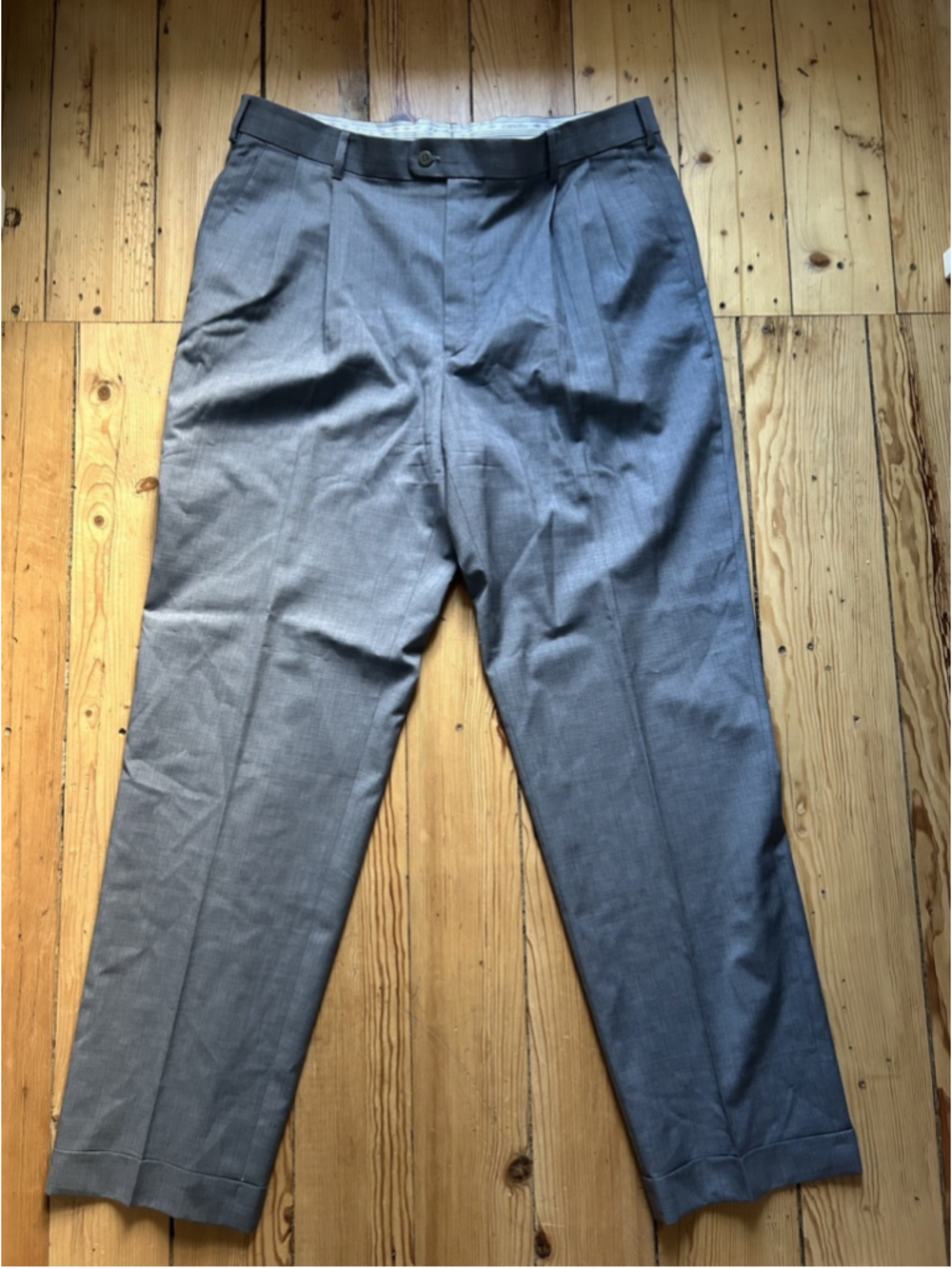 Zanella Light Gray Wool Mens Dress Pants Sz 36 Bennett Pleated Pants